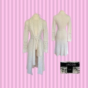 Jacob Bouclé Pom Knit Flare Sleeve Boho Duster Cardigan Whimsical Vintage Y2K S
